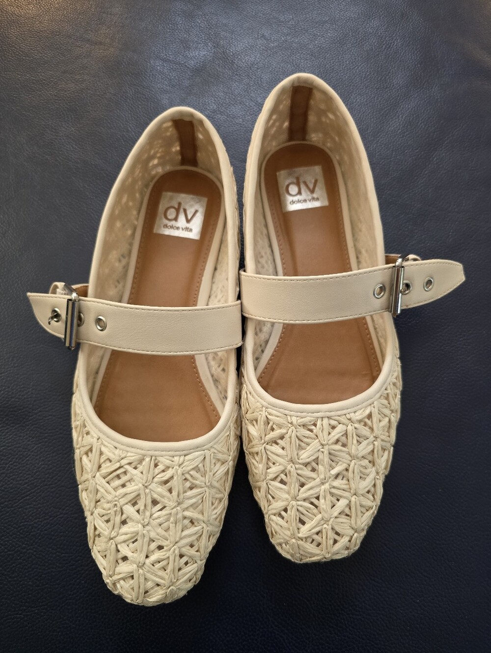 DV Dolce Vita Cream Woven Mary Jane Flats Size 9